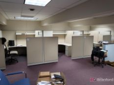 (6) Modular Cubicle Sections w/ (10) Chairs, HP Laserjet Pro 200 Color M251NW Printer, Dell