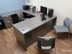 Contents of Executive Office Incl U-Shape Desk, HP Laserjet Pro 400 M401DNE, (2) Acer Approx. 22