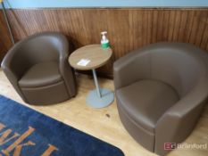 (2) Leatherbound Reception Chairs, Round Table