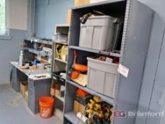 Heavy Duty 7-Drawer Work Bench w/ Overhead Power Strip Shelves, (4) Shelving Units, Cubicle, w/