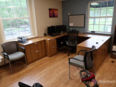 Executive U-Shape Desk, 2-Drawer Matching Horizontal File Cabinet, (3) Chairs, (2) Approx. 22