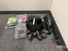 Canon EOS 2000D Camera w/ Macro Lens Kit, Digital Slave Flash, (3) Tripods, Case
