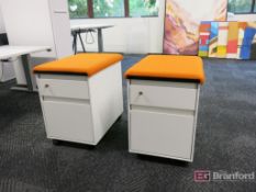 (2) Steelcase Cushion Top 2-Drawer Castered Under Desk Storage Units