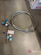 (2) Gas Line Metal Hoses w/ Regulators & Matheson Pressure Monitors