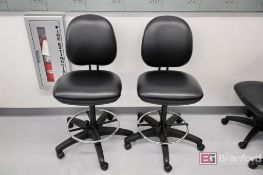 (2) Alera ALEIN4611 Swivel Based Pneumatic Black Laboratory Style Chairs with Metal Foot Rest