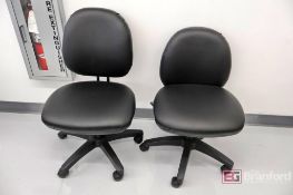 (2) Alera ALEIN4819 Swivel Based Pneumatic Black Laboratory Style Chairs