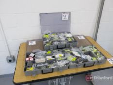 (3) Small Parts Bins w/ Stainless Steel Fittings, Etc