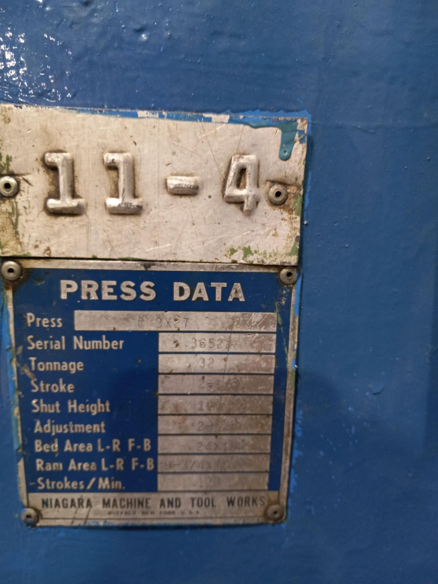Niagra C Frame Press Model C 3X27 32 Ton - Image 3 of 7