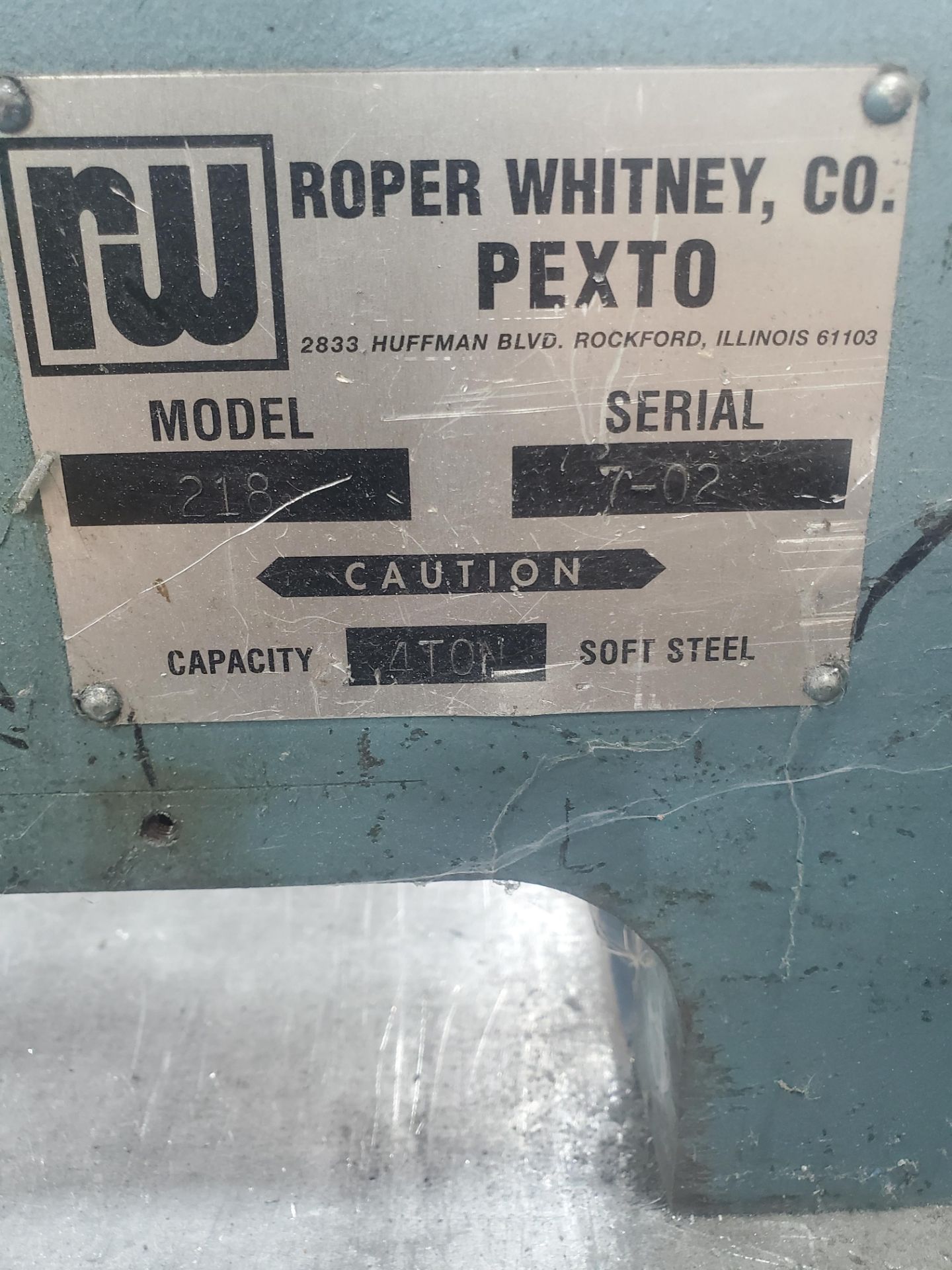 Roper Whitney Punch Model 218, 4 Ton - Image 2 of 2