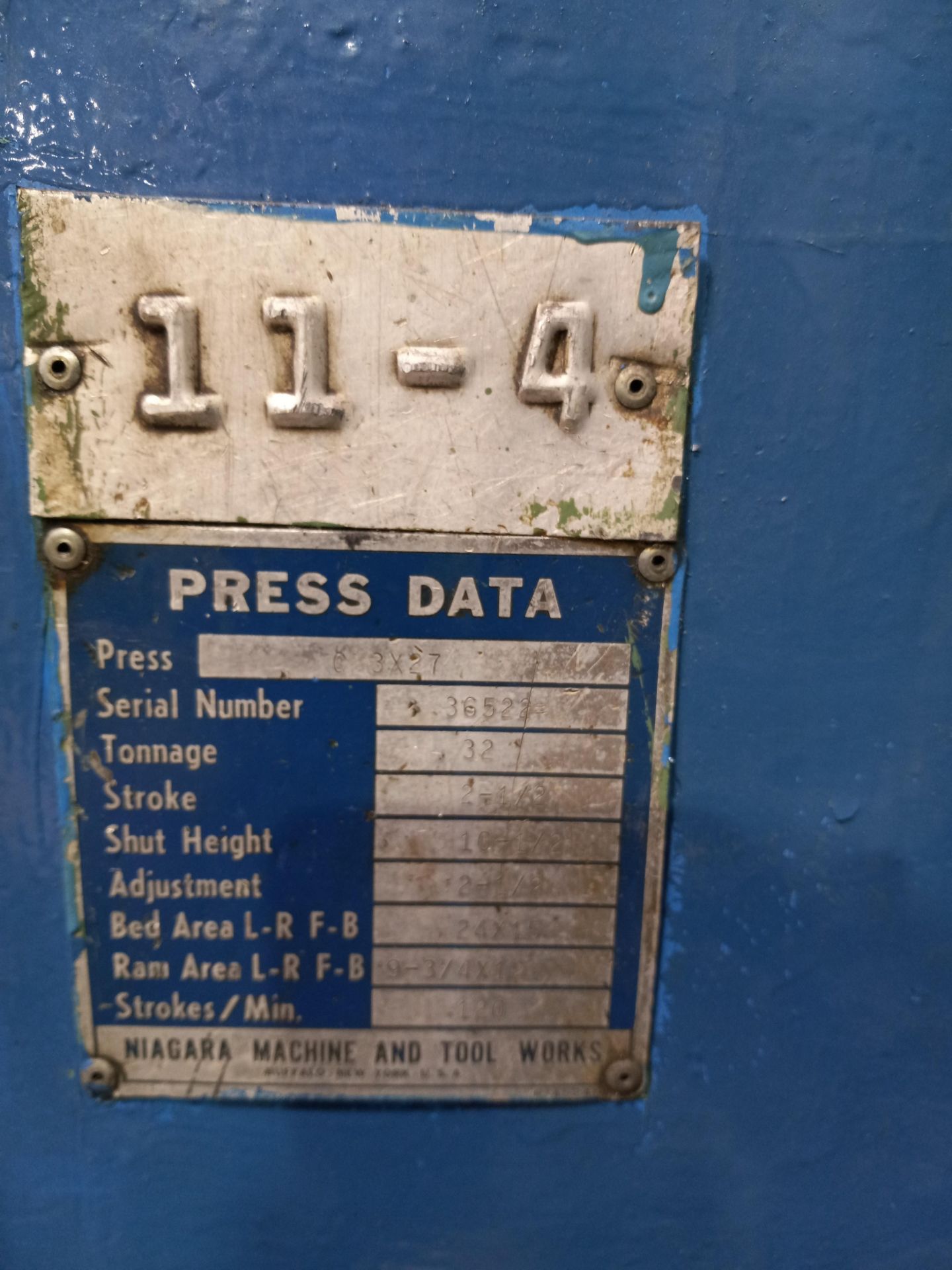 Niagra C Frame Press Model C 3X27 32 Ton - Image 4 of 7