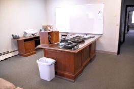 Lot - (2) Desks, Table, 4-Drawer Lateral File Cabinet, 3-Drawer Under Desk Cabinet, Cart, Etc.