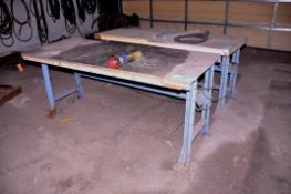 Lot - (3) 30 in. x 72 in. Steel Benches with Wood Tops