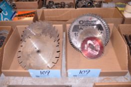 Lot - Saw Blades in (2) Boxes with Bandsaw Blades in (1) Stack