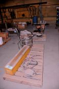 Lot - Shop Vac, Balancer, Cable, Roller Chain and Parts on (5) Pallets in (1) Row