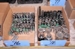 Lot - 3/8 in. Drive and 1/2 in. Drive Sockets in (2) Boxes