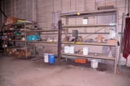 Lot - Clevises, Hooks, Ratchet Puller, Jack Stand, Sprayer, Rope and Parts on (4) Sections