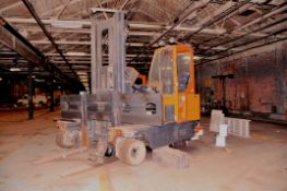 2013 Hubtex Series 3051-EL Type DQ 70-G 15,400-lb Capacity LP-Gas Fourway Sideloader Fork Lift Truck
