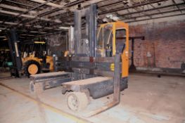 2013 Hubtex Series 3051-EL Type DQ 80-G 17,600-lb Capacity LP Gas Fourway Sideloader Fork Lift Truck