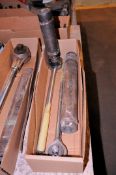 Lot - 1 in. Drive Ratchet and 3/4 in. Drive Ratchet with Deep Well Sockets in (1) Box