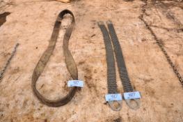 Lot - (2) 5 ft. Steel Mesh Slings and (1) Strap Sling