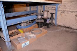 Lot - Electrical Supplies and Wire Spools Under (1) Bench