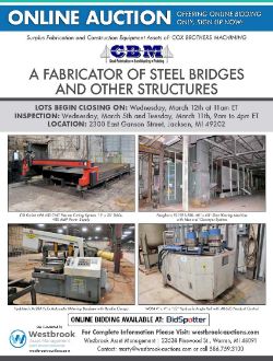 Surplus Assets of Cox Brothers Machining - A Fabricator of Steel Bridges and Other Structures