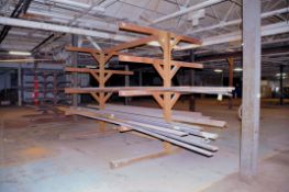 Lot - Flat Bar Stock and Angle Iron with (2) Stock Racks