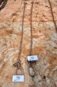 Lot - (2) 3/8 in. Link x 7 ft. Single Hook Chain Slings with (1) Choker