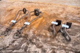 Lot - (2) Material Hooks and (2) Grabs