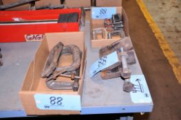 Lot - C-Clamps in (2) Boxes with (2) Welding Clamps