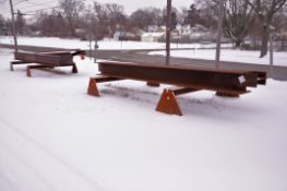 Lot - I-Beams with (4) Steel Work Horses (Outside)