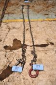 Lot - (2) 3/8 in. Link x 7 ft. Single Hook Chain Slings with (1) Choker
