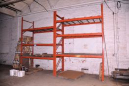 Lot - (2) Sections of 96 in. Wide x 48 in. Deep x 144 in. High Pallet Rack with Steel Grate Decking