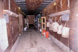 Lot - Contents of Semi Van Trailer, Including: Shelving, Bench, Oxygen/Acetylene Hose, Clamps, Etc.