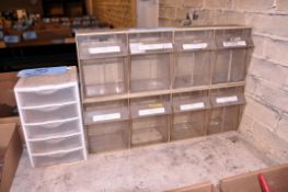 Lot - (2) Empty Plastic Organizer Bin Cabinets