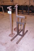 Lot - Roller Feed Stand, (2) Holder Stands and Steel Tube Frame Stand