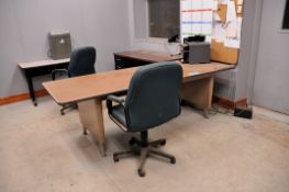 Lot - (2) Desks, (7) Tables, (3) 4-Drawer Legal Size File Cabinets, 2-Door Supply Cabinet, Etc.