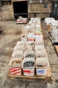 Lot - Hex Head Bolts, Threaded Rod, Nuts and Washers on (6) Pallets