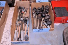 Lot - 3/8 in. Drive and 1/2 in. Drive Ratchets with Socket Adaptors and Extensions in (2) Boxes