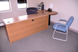 Lot - (2) Desks, Hutch, 4-Drawer Legal Size File Cabinet, (2) Chairs, Etc.