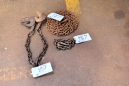 Lot - (1) Material Grab Crane Sling and (2) Single Hook Chains