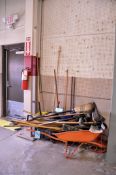 Lot - Cleanup Tools with Wheel Barrow and Mop Bucket