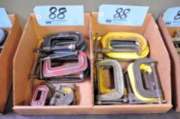 Lot - Various Small C-Clamps in (2) Boxes