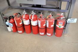 Lot - (8) Fire Extinguishers Under (1) Bench, All Indicators in the Green Range
