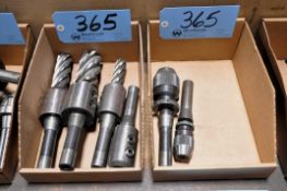 Lot - (4) R8 Shank End Mill Holders with (2) R8 Shank Keyless Drill Chucks in (2) Boxes
