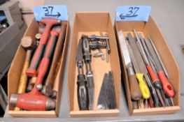 Lot - Dead Blow Hammers, Chuck Keys, Chuck Wedges and Files in (3) Boxes
