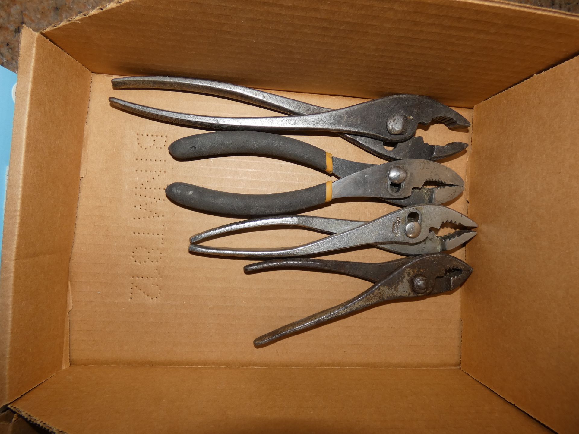 Lot - (2) Boxes Assorted Tools, (4) Slip Joint Pliers, (2) Linesman Pliers, Etc. - Image 2 of 4