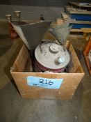 Lot - (1) Box of (4) Funnels and (3) Oil Cans