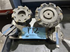 Lot - (2) 40 Taper Face Mill Tools, (2) Straight Shank Cutters with Rack