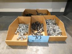 Lot - (5) Boxes Misc. Hex Bolts, Nuts, Washers, Steel Pins and Socket Heads.